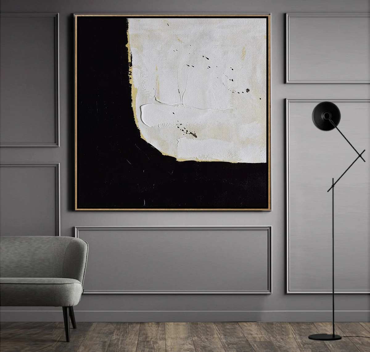 White_Black_Abstract_Textured_Painting_Canvas_Wall_Art_94SAG wall art